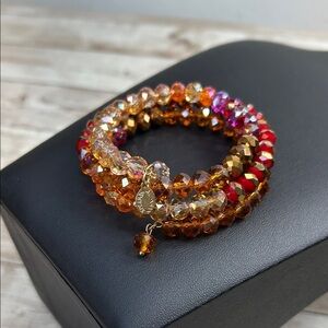 Ali Khan Multicolor Crystal Beaded Memory Wire Bracelet